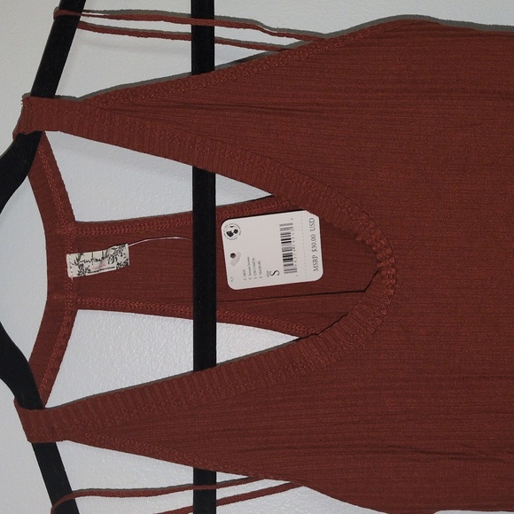 NWT Free People Speed Dial Ribbed Bodysuit Terracotta Size Small - Picture 3 of 7
